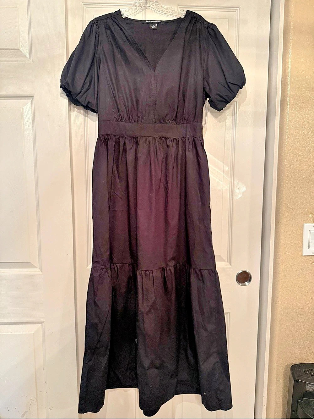 French Connection Puff Sleeve Maxi Dress Black Maxi Dress Size Medium NWT